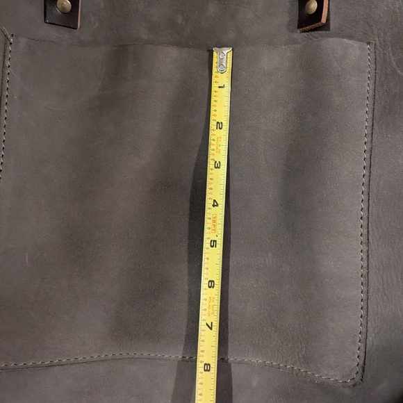 SS Weddings Classic Look Of A Vintage Leather Tote Bag Charcoal Color - Picture 9 of 13